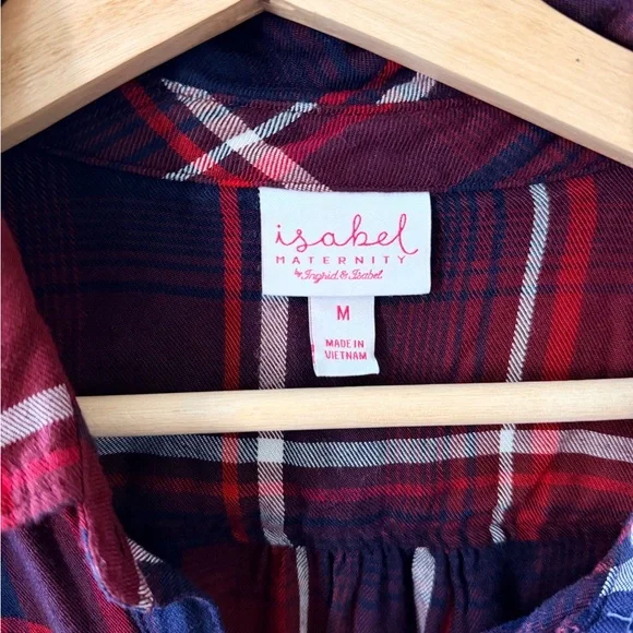 Isabel Maternity by Ingrid & Isabel Red and Navy Plaid Top - Picture 3 of 9